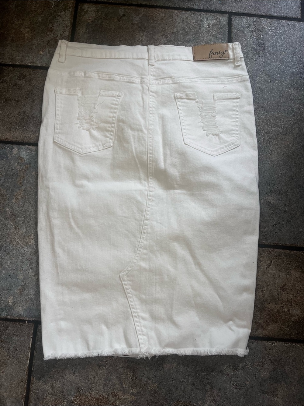 White Distressed Midi Denim Skirt - Unbranded - Picture 2 of 3